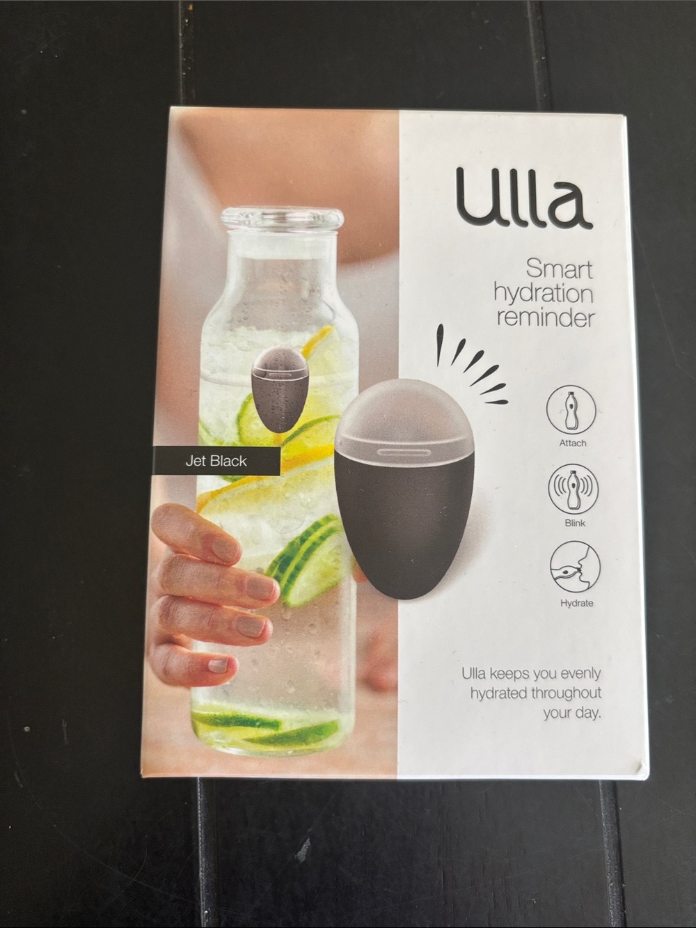 NEW - Never Used - Ulla Drink Water Reminder, Smart Light for Water Bottle, BLK